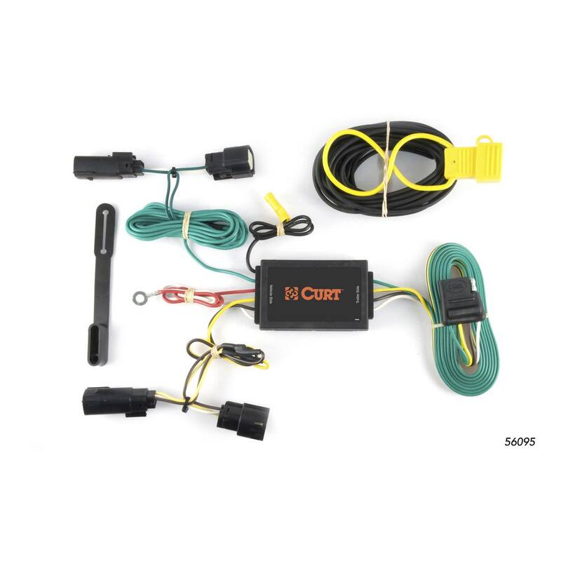 CURT Custom Vehicle-Trailer Wiring Harness, 4-Way Flat Output, Select Lincoln MKT, Quick Electrical Wire T-Connector - 56095