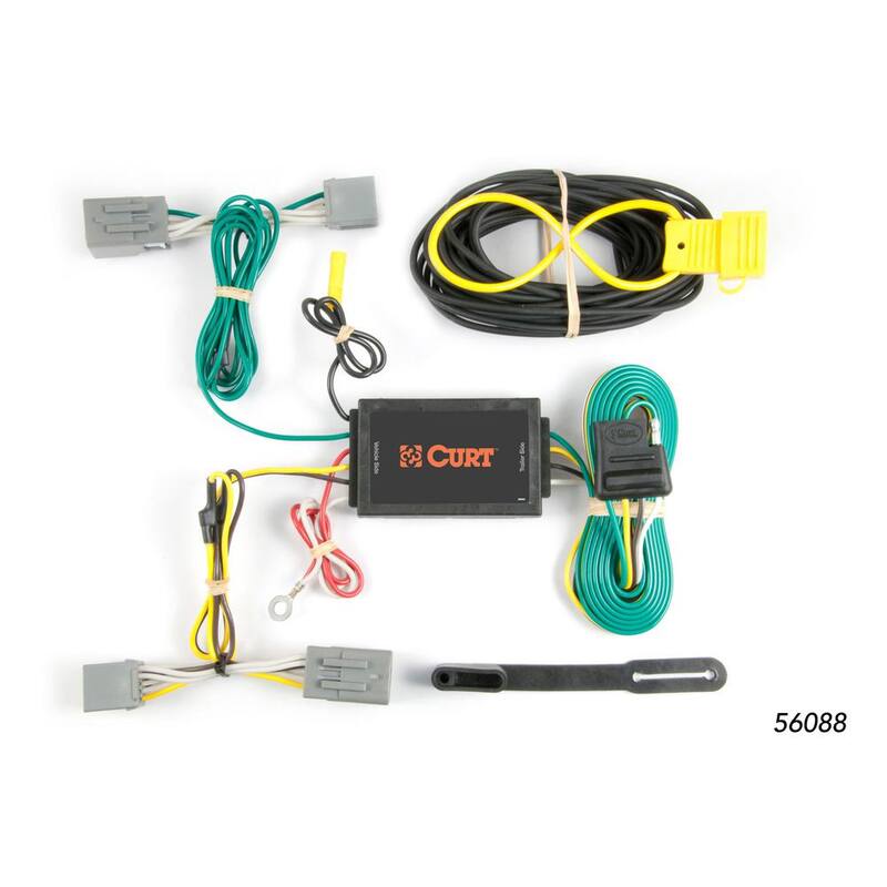 CURT Custom Vehicle-Trailer Wiring Harness, 4-Way Flat Output, Select Ford Mustang, Quick Electrical Wire T-Connector - 56088