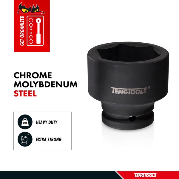 Teng Tools 90mm 1-1/2 Inch Drive 6 Point Metric Shallow Chrome Molybdenum Impact Socket - 912090