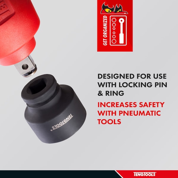 Teng Tools 90mm 1-1/2 Inch Drive 6 Point Metric Shallow Chrome Molybdenum Impact Socket - 912090