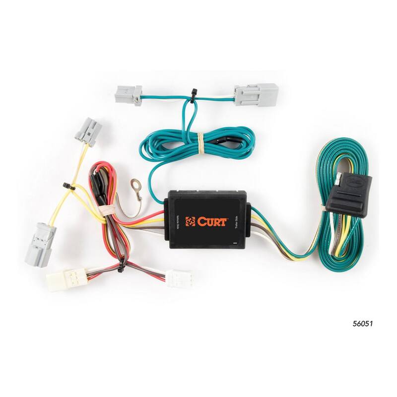 CURT Custom Vehicle-Trailer Wiring Harness, 4-Way Flat Output, Select Honda Civic Coupe, Quick Electrical Wire T-Connector - 56051