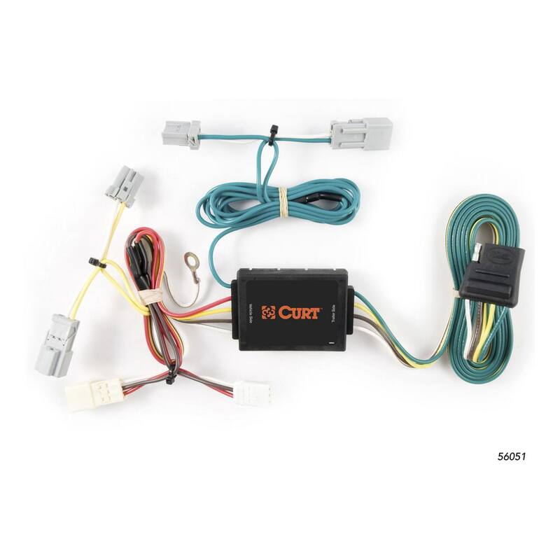 CURT Custom Vehicle-Trailer Wiring Harness, 4-Way Flat Output, Select Honda Civic Coupe, Quick Electrical Wire T-Connector - 56051