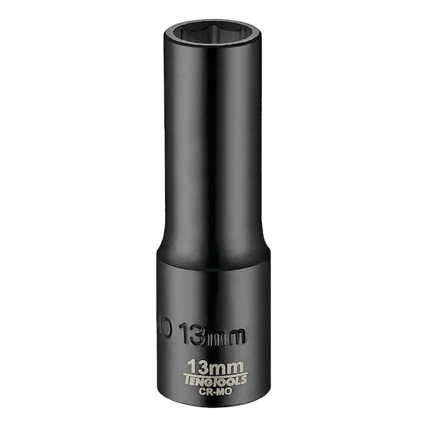 Teng Tools 13MM 1/2 Inch Drive ANSI 6 Point Metric Deep Chrome Molybdenum Impact Socket - 920613AN