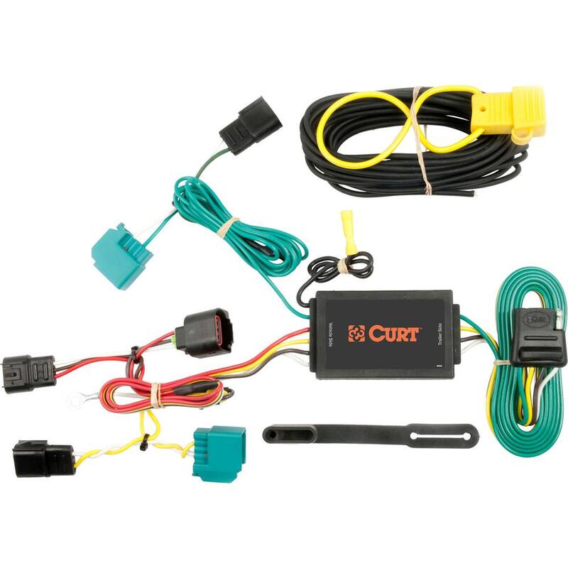 CURT Custom Vehicle-Trailer Wiring Harness, 4-Way Flat Output, Select Dodge Journey, Quick Electrical Wire T-Connector - 56037