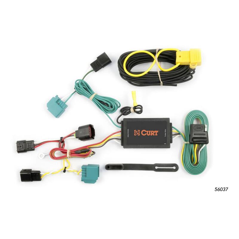 CURT Custom Vehicle-Trailer Wiring Harness, 4-Way Flat Output, Select Dodge Journey, Quick Electrical Wire T-Connector - 56037