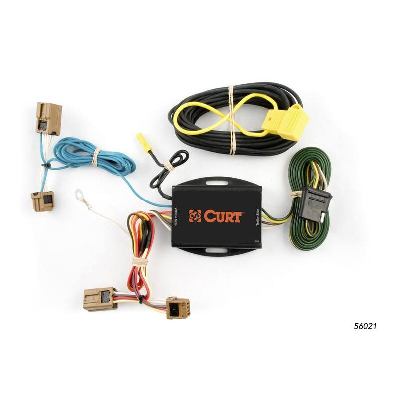 CURT Custom Vehicle-Trailer Wiring Harness, 4-Way Flat Output, Select Nissan Versa, Quick Electrical Wire T-Connector - 56021