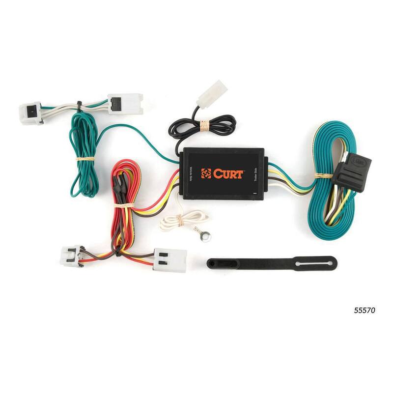 CURT Custom Vehicle-Trailer Wiring Harness, 4-Way Flat Output, Select Nissan Quest, Quick Electrical Wire T-Connector - 55570