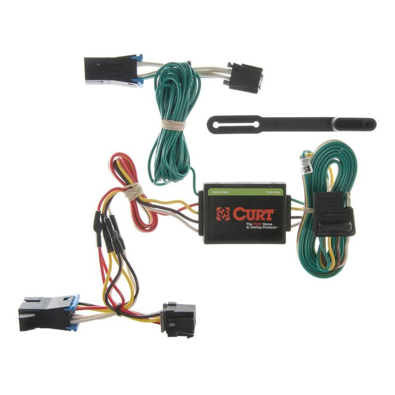 CURT Custom Vehicle-Trailer Wiring Harness, 4-Way Flat, Select Chevrolet Express, GMC Savana 1500, 2500, 3500, T-Connector - 55335