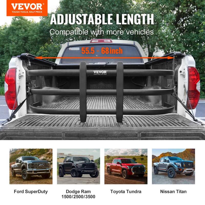 VEVOR Truck Bed Extender Aluminum Retractable Tailgate Extender 55.5 in. to 68 in. Fits for Ford Super Duty, F150, Dodge Ram - KCCKZKLHJ000IEJ4NV0