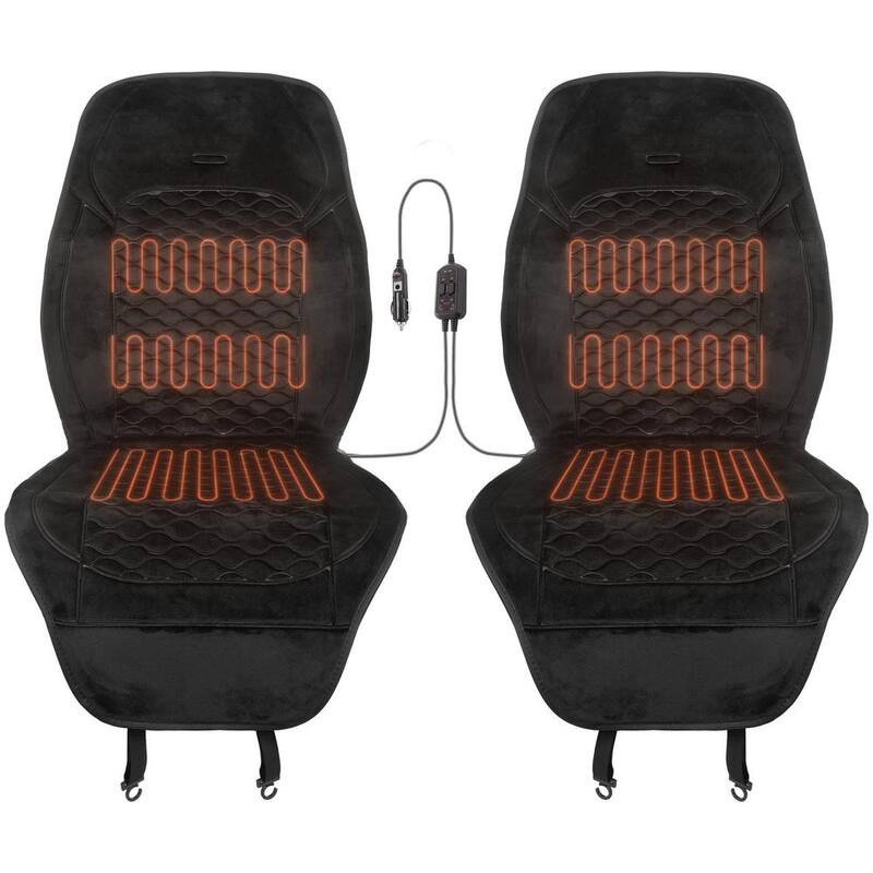 Stalwart Universal 21 in. L x 48 in. W 12-Volt Heating Pads for Car Seats with Independent High and Low Settings Black (2-Pack) - 75-CAR2007
