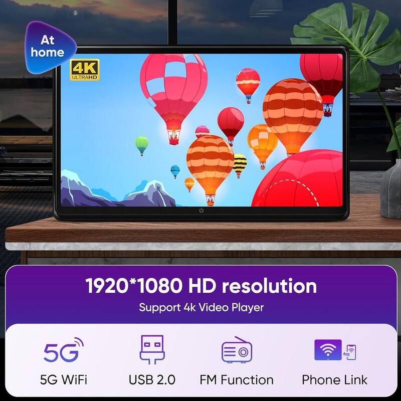 Etokfoks 15.6 in. 4K Android 11.0 Multi-Function Car TV Backseat 5G WiFi Headrest Tablet Touch Screen 1080P Bluetooth/USB/SD/HDMI - MLSA04-3LT212