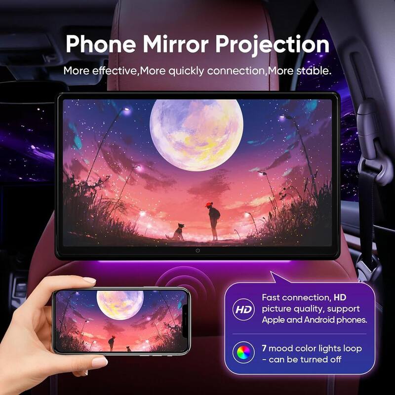 Etokfoks 15.6 in. 4K Android 11.0 Multi-Function Car TV Backseat 5G WiFi Headrest Tablet Touch Screen 1080P Bluetooth/USB/SD/HDMI - MLSA04-3LT212