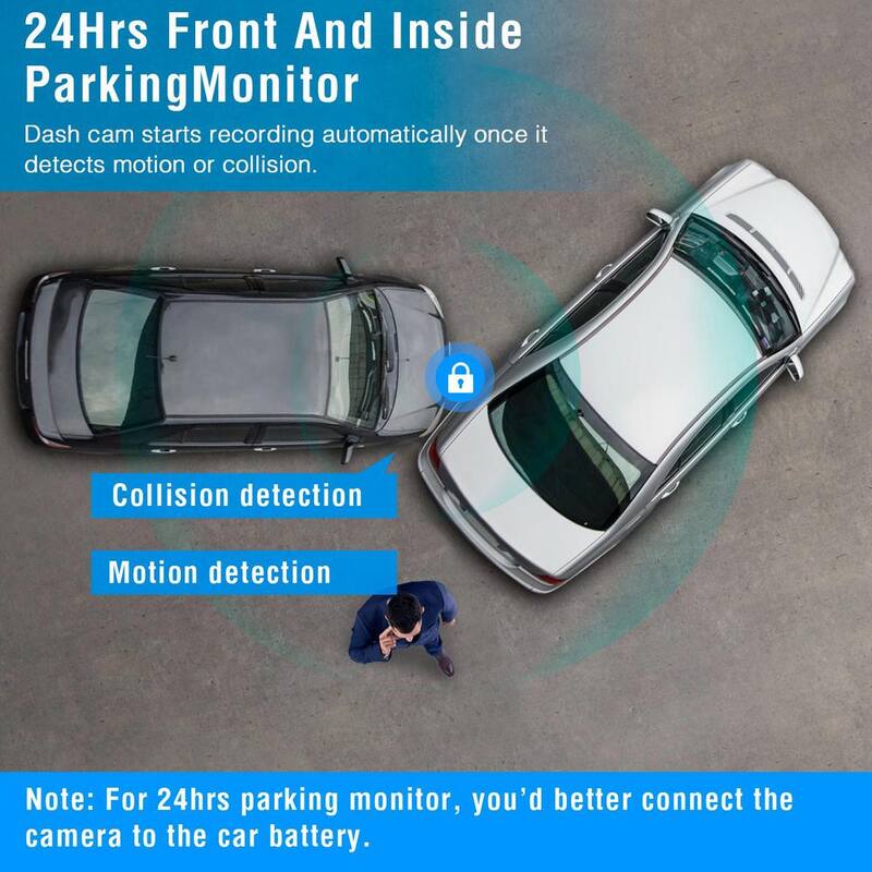 Etokfoks 3-Channel Car DVR Dash Cam Video Recorder with 1080P Front Inside Rear Camera G-Sensor Night Vision Parking Monitor - MLSA21OT007