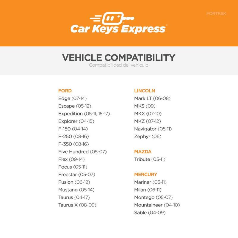 Car Keys Express Ford Simple Key Classic - Easy DIY Transponder Key Replacement Kit with EZ Installer for Fast Pairing - FORTKSK
