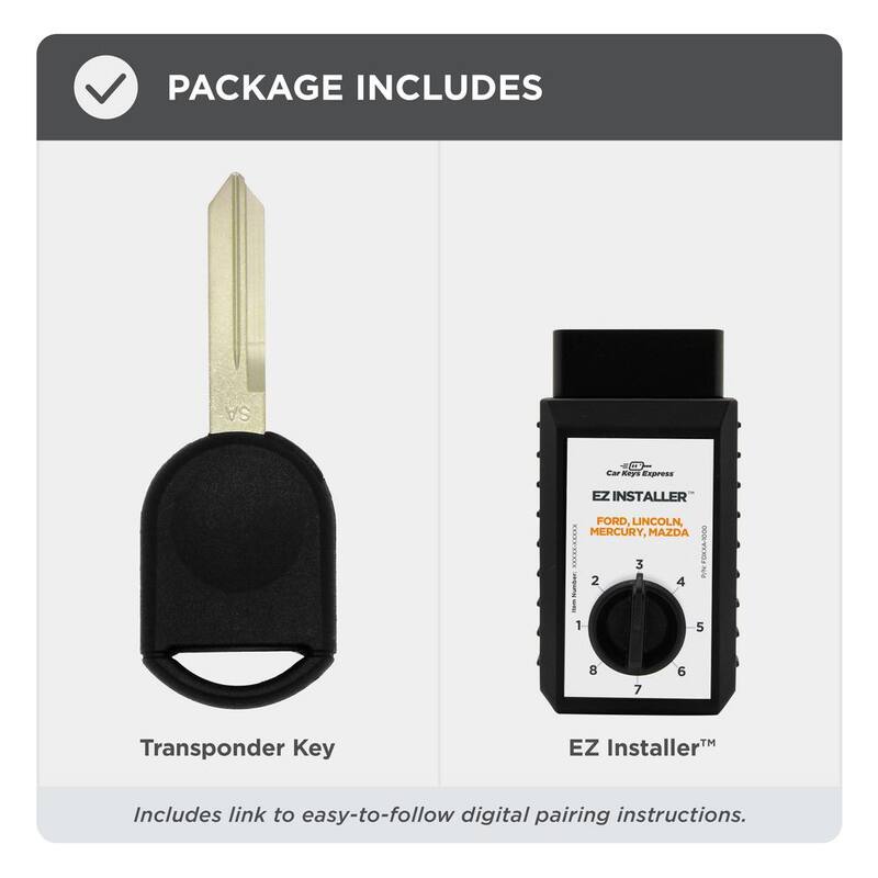 Car Keys Express Ford Simple Key Classic - Easy DIY Transponder Key Replacement Kit with EZ Installer for Fast Pairing - FORTKSK