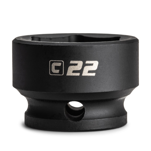 Capri Tools 22 mm Stubby Impact Socket, 3/8 in. Drive, 6 Point, Metric - CP53442