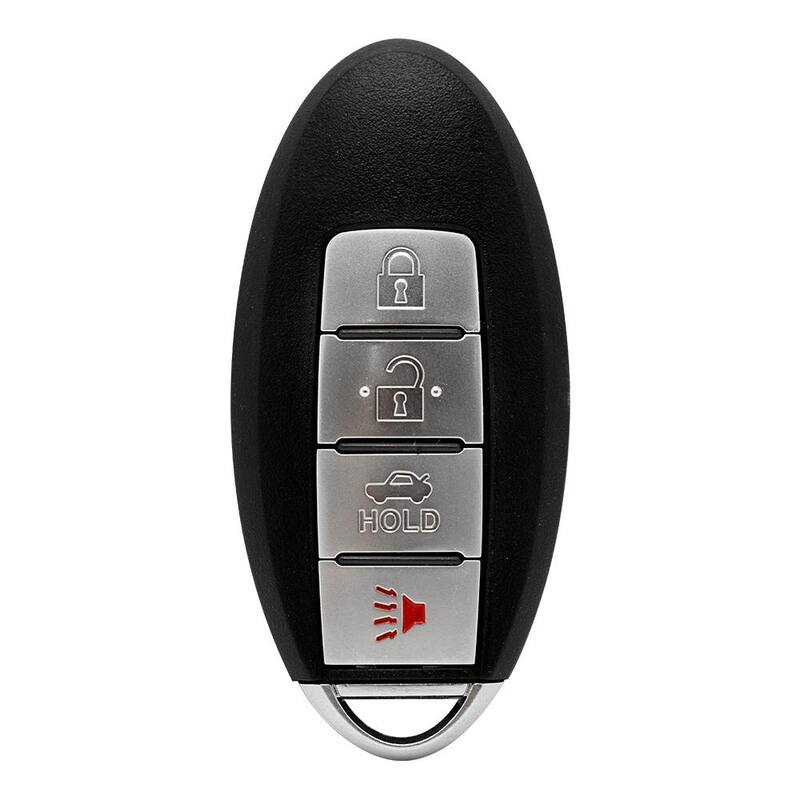 Car Keys Express Nissan 4-Button Smart Key Remote Replacement - Easy DIY Kit with Trunk Release and Emergency Key Insert - NISSK4SK-PK