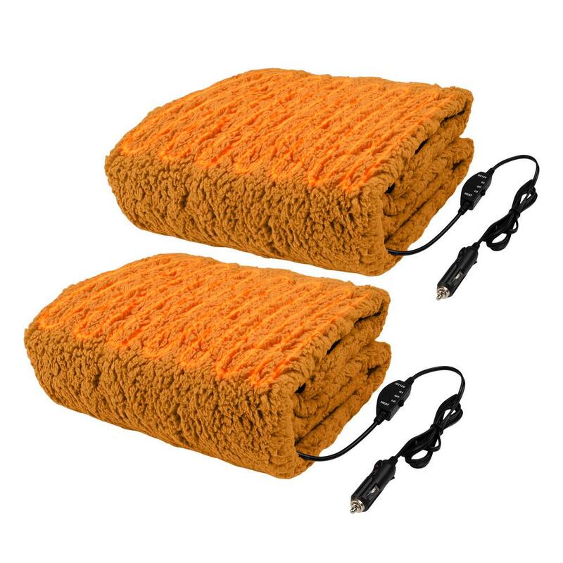 Stalwart Heated Blanket 2-Pack - Portable 12-Volt Electric Travel Blanket Set for Car, Truck, or RV (Honey) - 75-CAR2017