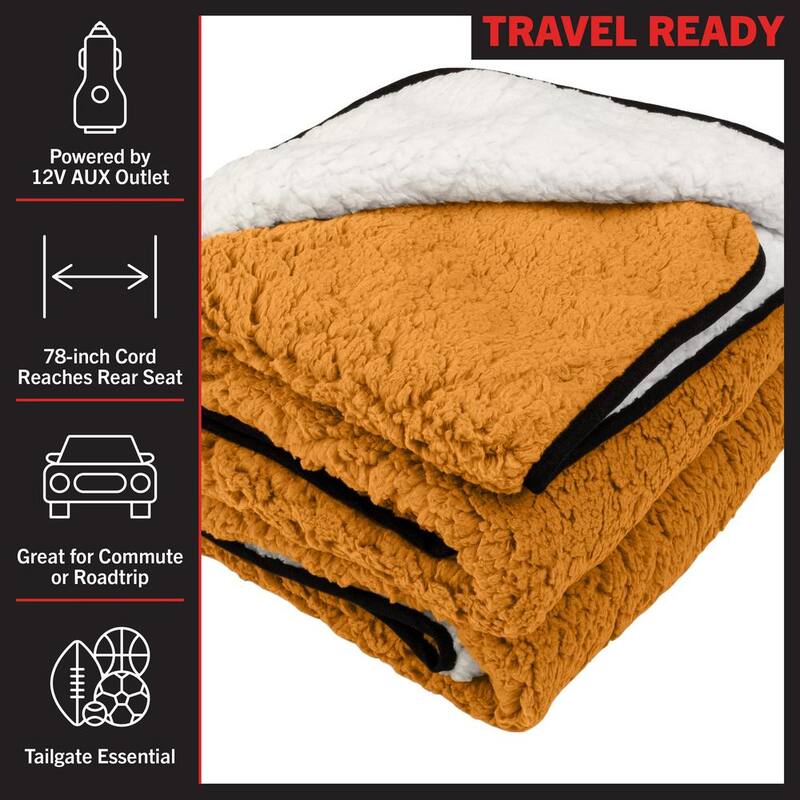 Stalwart Heated Blanket 2-Pack - Portable 12-Volt Electric Travel Blanket Set for Car, Truck, or RV (Honey) - 75-CAR2017