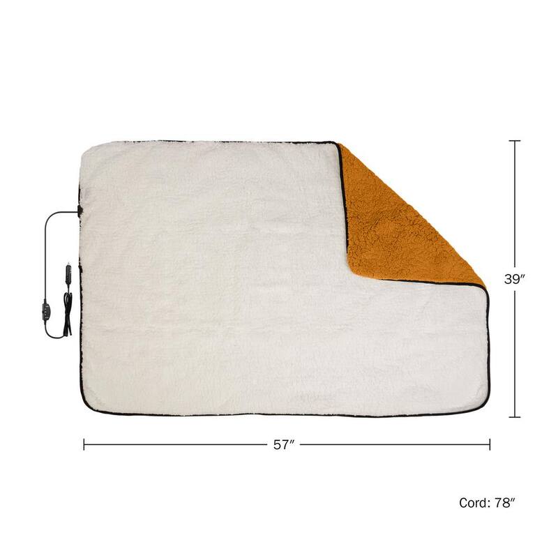 Stalwart Heated Blanket 2-Pack - Portable 12-Volt Electric Travel Blanket Set for Car, Truck, or RV (Honey) - 75-CAR2017