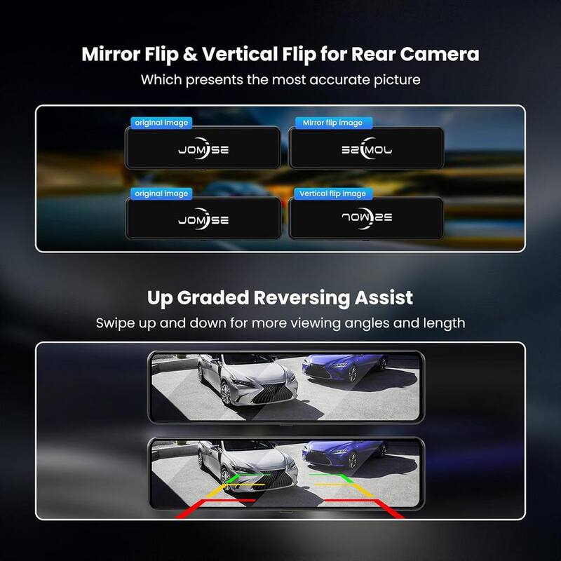 Etokfoks 11" Rear View Mirror Camera, 2160P Rearview Mirror Backup Camera, 4K Mirror Dash Cam Front and Rear, IPS Touch Screen - MLSA04-3LT231