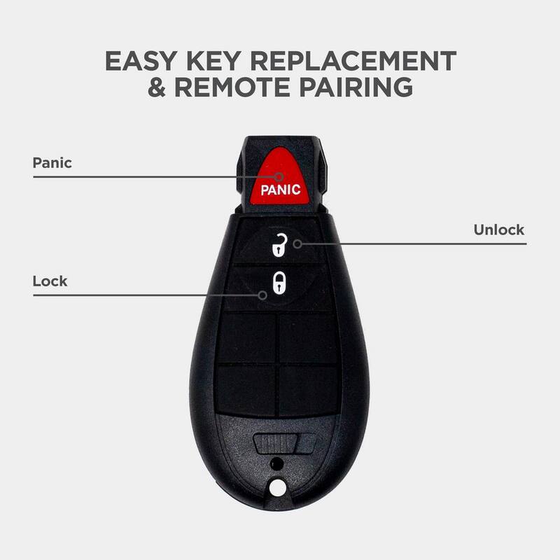 Car Keys Express Chrysler, Dodge, and Jeep Replacement Simple Key Fobik - 3 Button Smart Key with Emergency Insert, DIY Programming Tool - CDFO-E3Z0SK