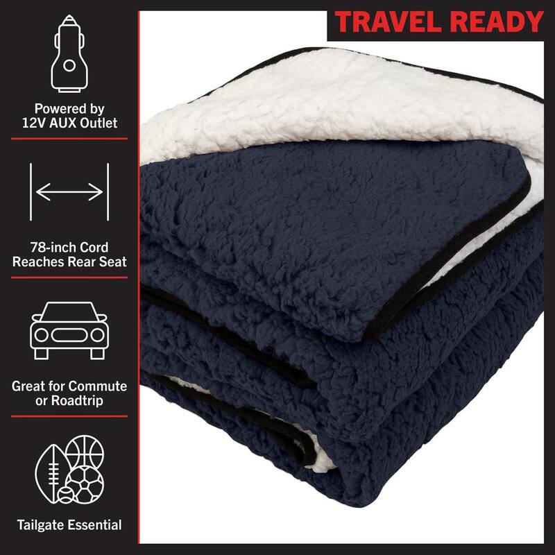 Stalwart Heated Blanket 2-Pack - Portable 12-Volt Electric Travel Blanket Set for Car, Truck, or RV (Blue) - 75-CAR2014
