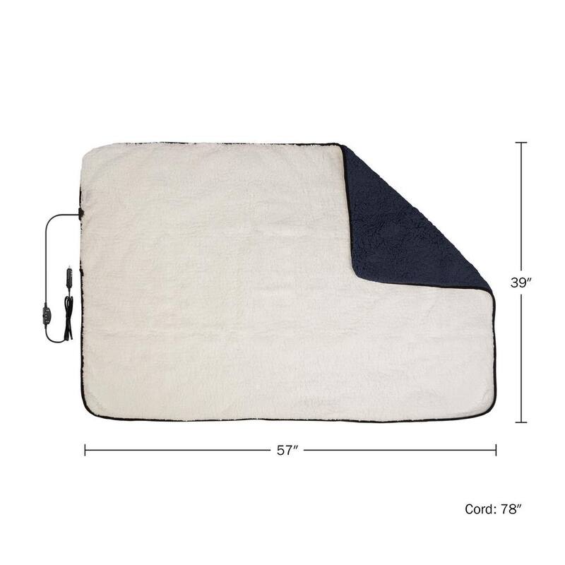 Stalwart Heated Blanket 2-Pack - Portable 12-Volt Electric Travel Blanket Set for Car, Truck, or RV (Blue) - 75-CAR2014