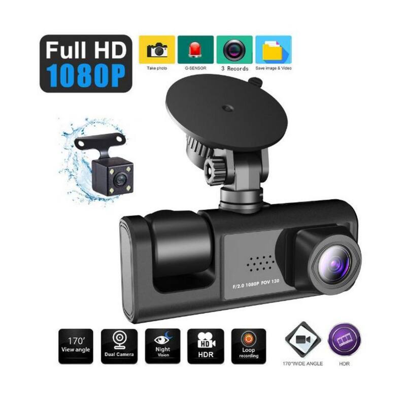 Etokfoks 3-Lens Dash Cam Video Recorder with Front Inside Rear Camera - MLSA21OT009