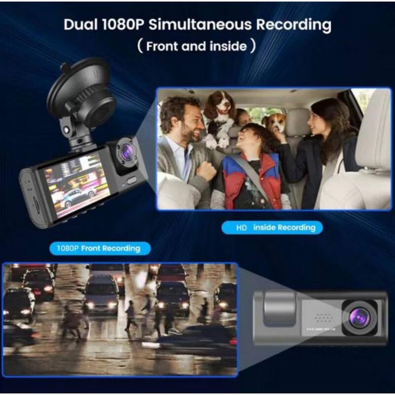 Etokfoks 3-Lens Dash Cam Video Recorder with Front Inside Rear Camera - MLSA21OT009