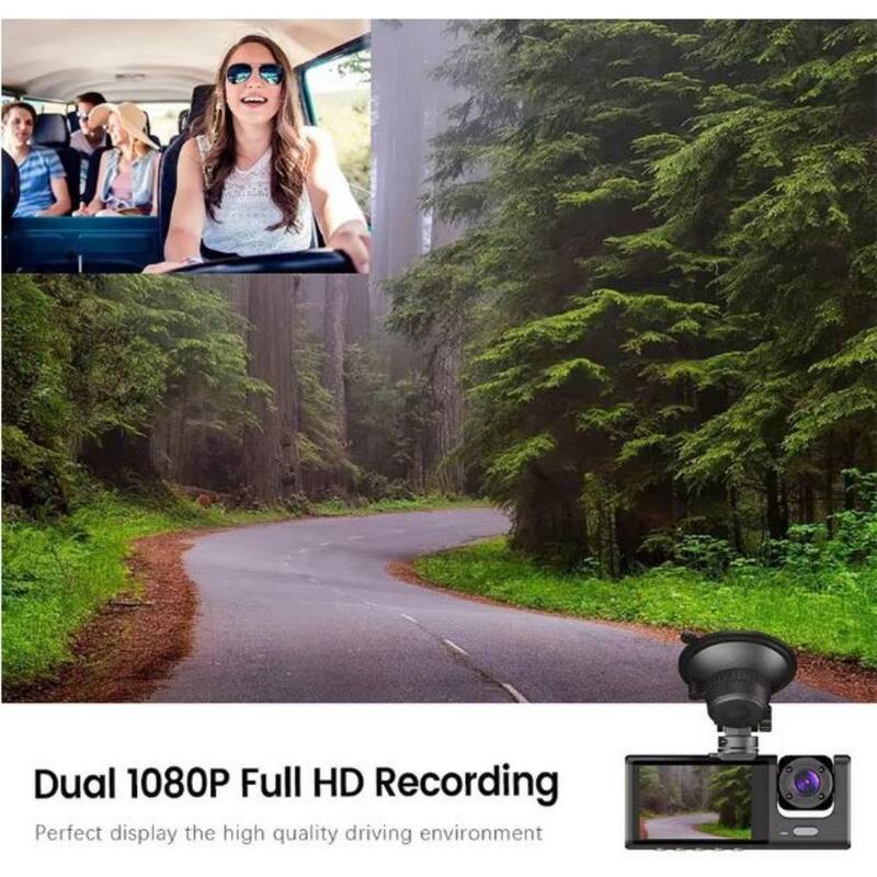 Etokfoks 3-Lens Dash Cam Video Recorder with Front Inside Rear Camera - MLSA21OT009