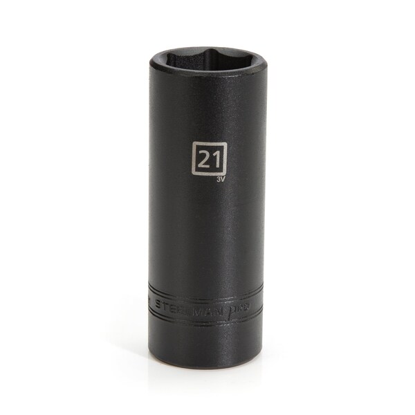 Steelman 1/2-Inch Drive x 21mm Deep 6-Point Impact Metric Single Socket - 78291