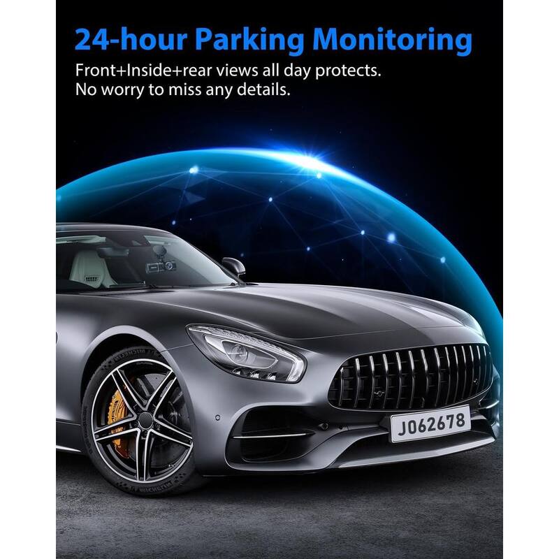 Etokfoks 1080P 3 Channel Dash Cam Front, Rear and Inside Dash Cam Loop Recording with 32GB Card, HDR, G-Sensor, 24Hr Parking - MLSA04-4LT107
