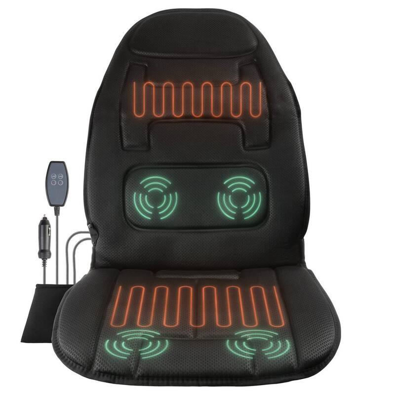 Stalwart 19 in L x 0.5 in W x 42 in H 12-Volt Vibrating Heating Pad with 3 Levels for Car Seat - Driver or Passenger (Black) - 75-CAR2006