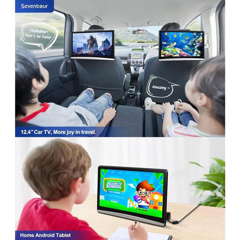 Etokfoks 12.4 4K Android Portable Car TV Headrest Monitor Tablet for Back Seat, Support Phone Wireless Mirror Link Touch Screen - MLSA04-3LT227