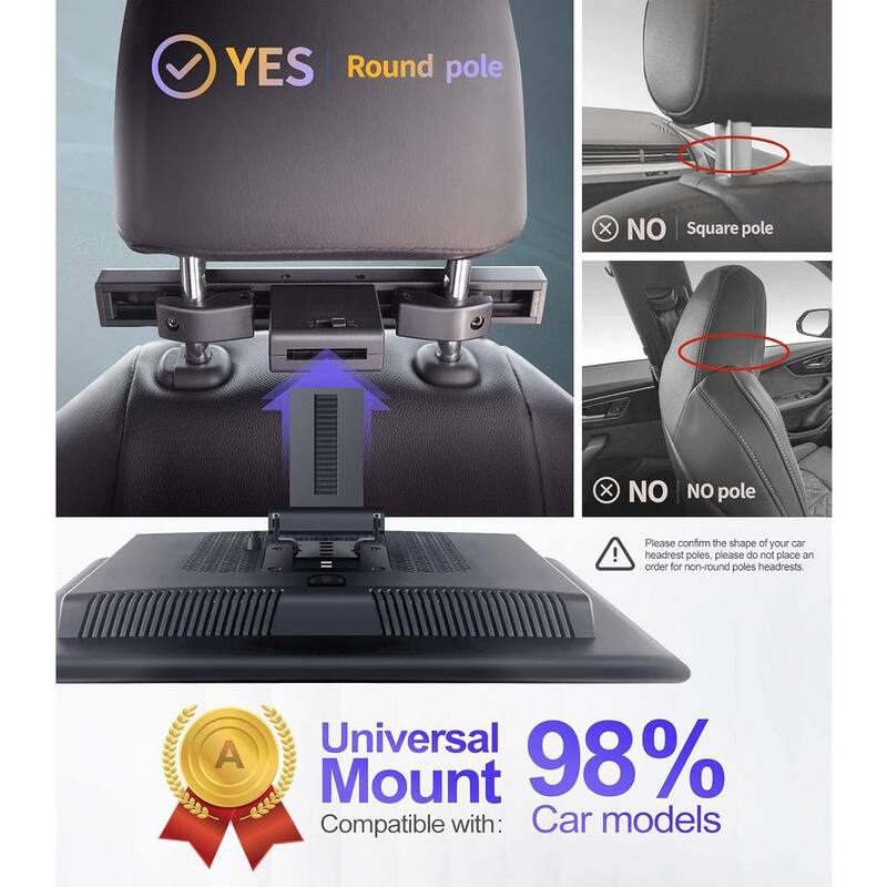Etokfoks 12.4 4K Android Portable Car TV Headrest Monitor Tablet for Back Seat, Support Phone Wireless Mirror Link Touch Screen - MLSA04-3LT227