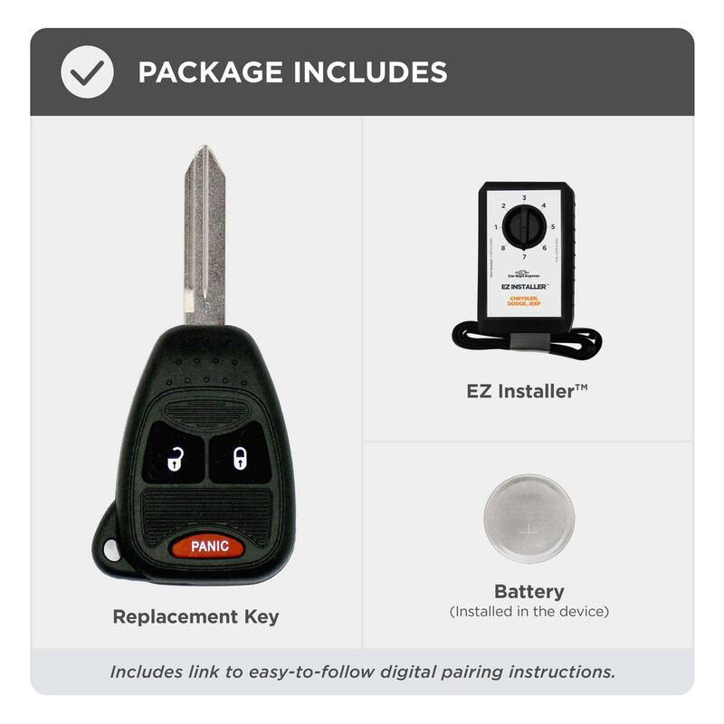 Car Keys Express Chrysler, Dodge, Jeep 3-Button Keyless Entry Remote and Key Combo - Simple Key Replacement Kit w/ EZ Installer Included - CDRH-E3Z0SK