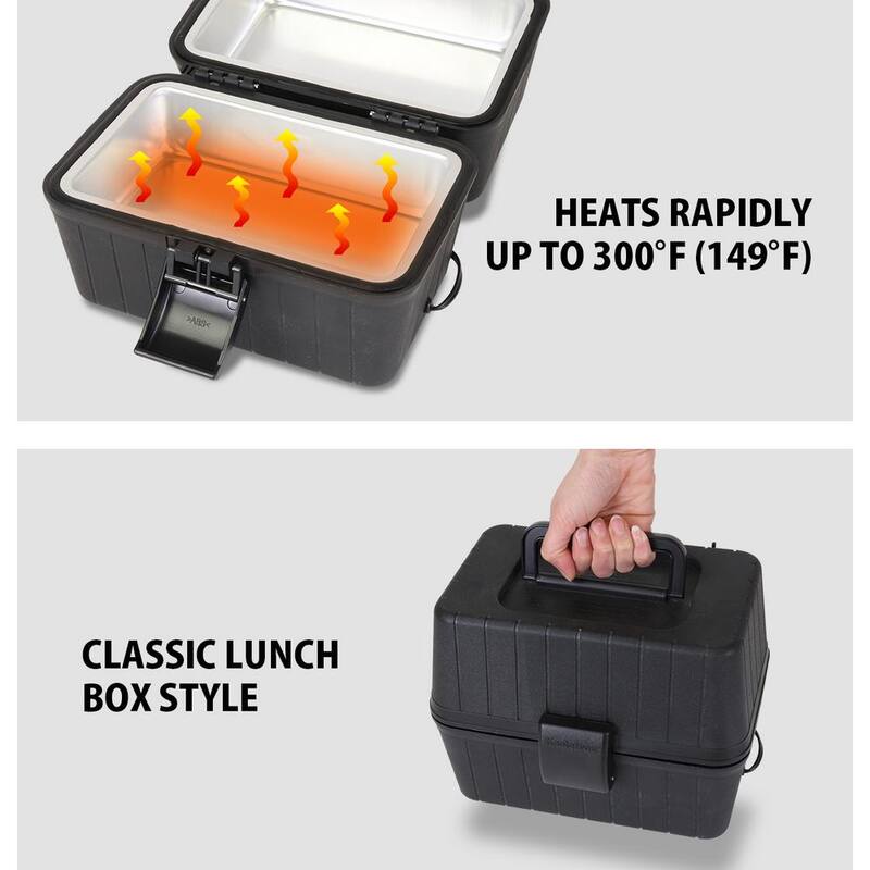 Koolatron 12V Heating Lunch Box Stove, 1.6 qt. (1.5 L), Black, 6 ft. (1.8m) Cord, Heats to 300F (149C) - 400209