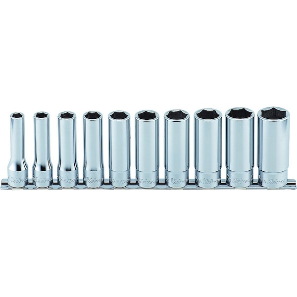 Ko-Ken Socket set 10-22mm 6 Point 300mm 10 pieces 1/2 Sq. Drive - RS4300M/10