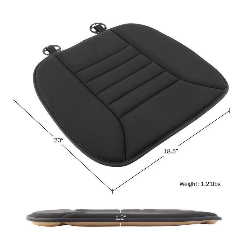 Stalwart Car Seat Cushion - 1.2 in.-Thick Memory Foam Seat Pad with Plastic Anchors and Non-Slip Bottom (Black) - 75-CAR2005