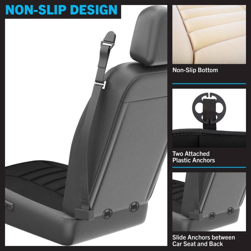 Stalwart Car Seat Cushion - 1.2 in.-Thick Memory Foam Seat Pad with Plastic Anchors and Non-Slip Bottom (Black) - 75-CAR2005