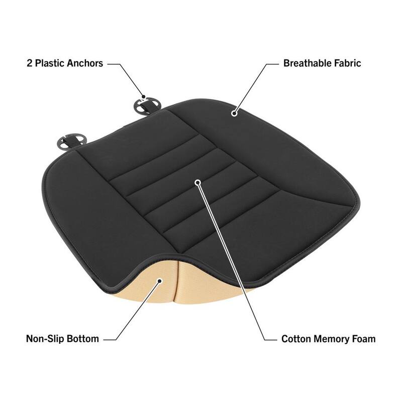 Stalwart Car Seat Cushion - 1.2 in.-Thick Memory Foam Seat Pad with Plastic Anchors and Non-Slip Bottom (Black) - 75-CAR2005