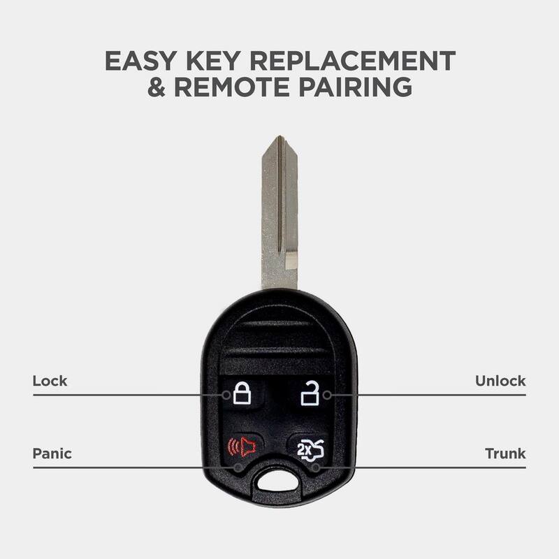 Car Keys Express Remote Key Fob and Simple Key Programmer for Ford, Lincoln, Mazda, Mercury - 4 Button Remote, Keyless Entry, Easy Setup - FORRK4SK-PK