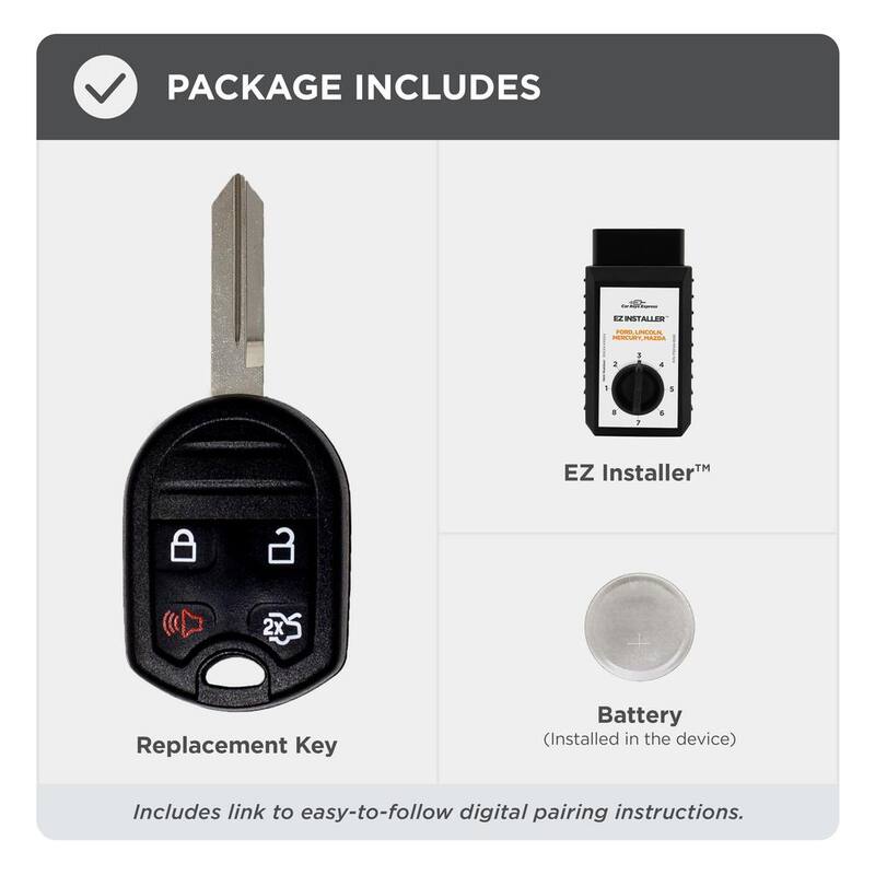 Car Keys Express Remote Key Fob and Simple Key Programmer for Ford, Lincoln, Mazda, Mercury - 4 Button Remote, Keyless Entry, Easy Setup - FORRK4SK-PK