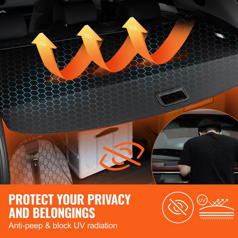 VEVOR Retractable Cargo Cover for Toyota, Upgraded Waterproof Trunk Cover Security Shield Shade for Toyota RAV4 2019-2024 - YCKSSSHCGYCKFMAAUV0