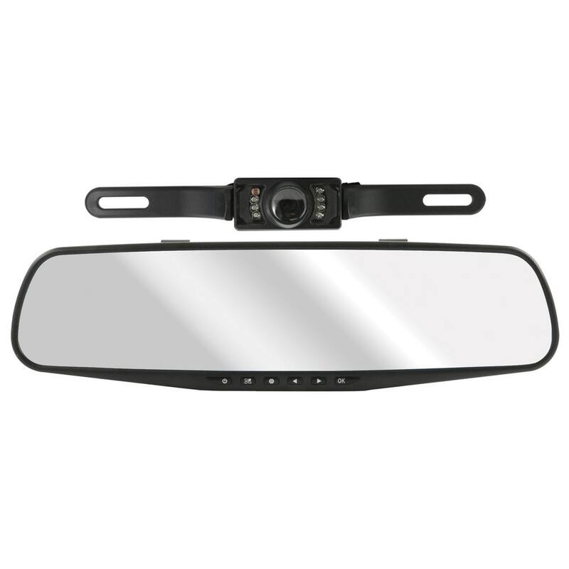 Armor All 720P HD Rearview Mirror Dash and Backup Camera, 16 GB Storage Card Included - ADC2-1011-BLK