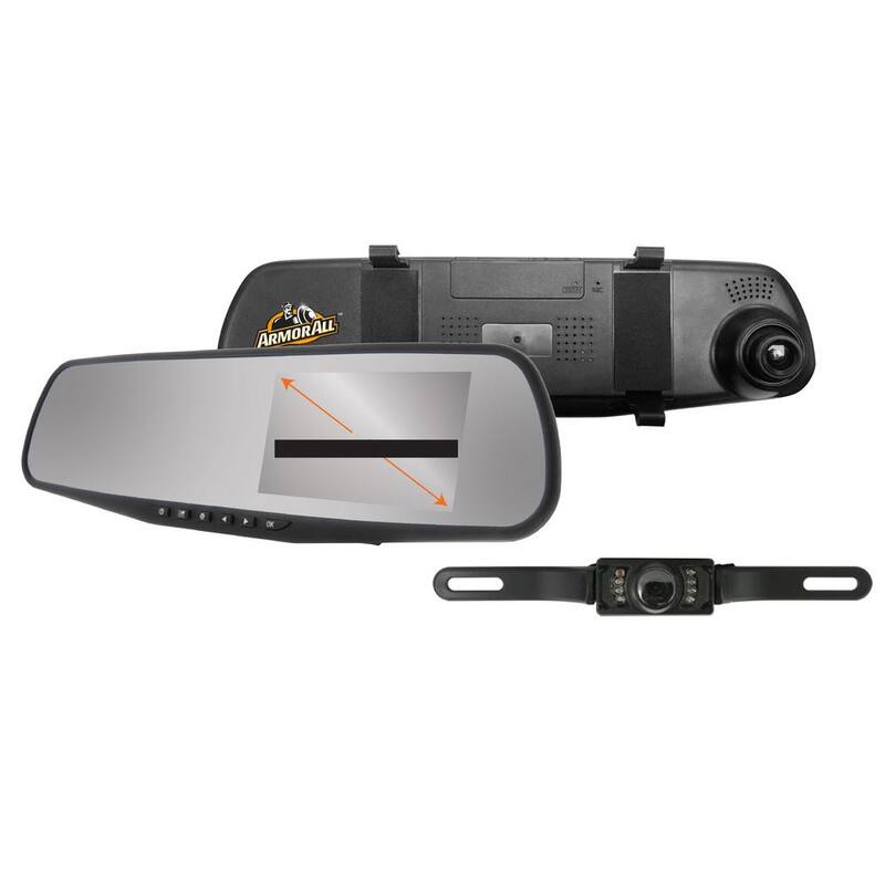 Armor All 720P HD Rearview Mirror Dash and Backup Camera, 16 GB Storage Card Included - ADC2-1011-BLK