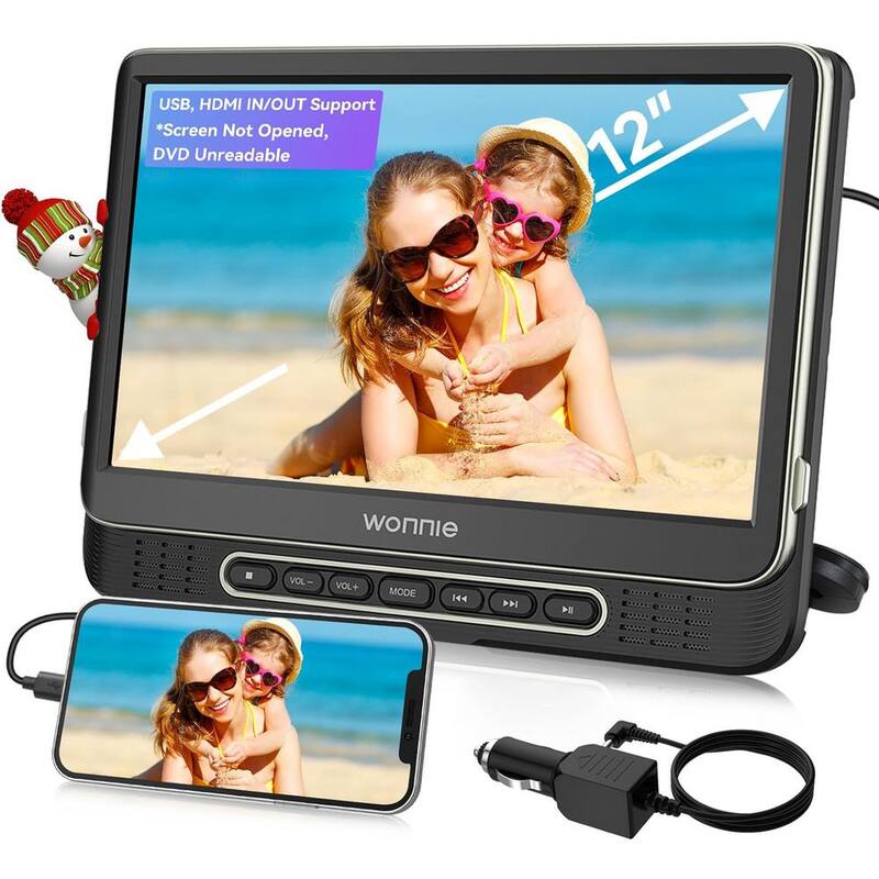 Etokfoks 12 in. Headrest Video Player for Car Support 1080P/MP4 Video with HDMI Input/Output Mounting Bracket AV w/ Remote - MLSA04-3LT233