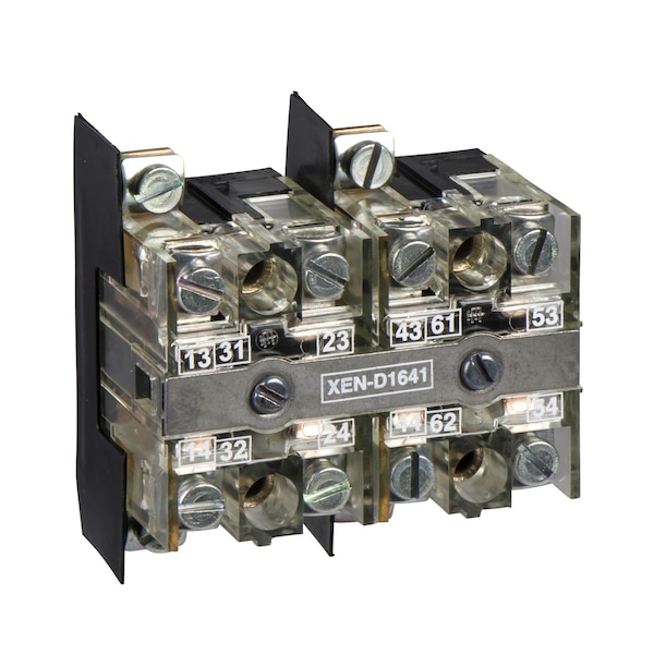 Bloque de contacto Schneider Electric, Harmony XAC, doble contacto, 40mm, 2 retornos por resorte, 2 velocidades, montaje frontal, 1 C/O + 1 NA - XEND2641