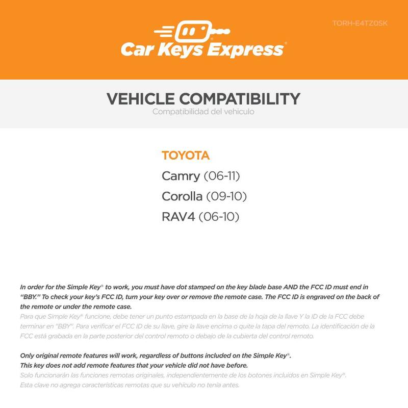 Car Keys Express Simple Key Programming Kit Designed for Toyota Vehicles - Program Car Key and Remote Fob Yourself (No Dealership) - TORH-E4TZ0SK